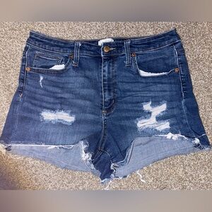 Distressed Blue Denim Women Shorts
